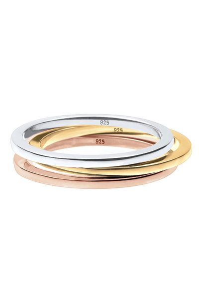ELLI Ring Set Tricolor 925 Sterling Silver