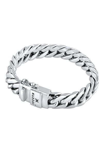 KUZZOI Armband Panzerkette Kubanische Kette Gedreht Glänzend 925 Sterling Silber