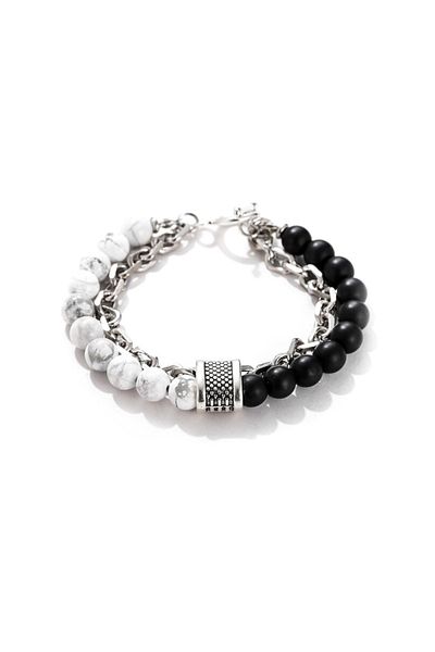 REDz Accessories Brățară și lanț cu mărgele, negru/alb