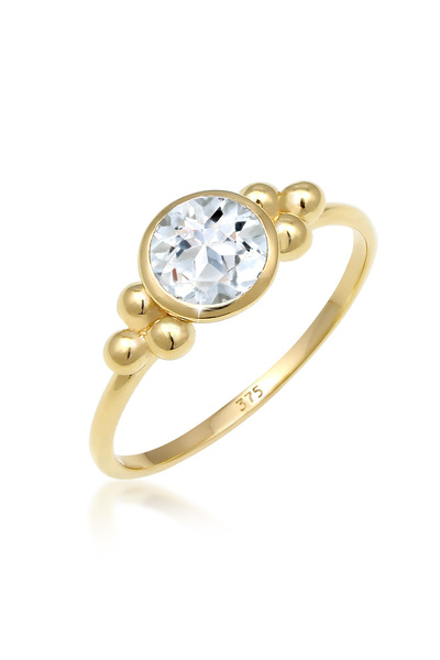 ELLI Ring Lady Engagement Elegant mit Topas Edelstein in 375 Gelbgold
