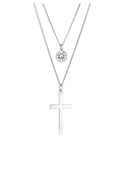 ELLI Dámský náhrdelník s křížkem, přívěsek, trendy blogerka, se skleněnými kr...