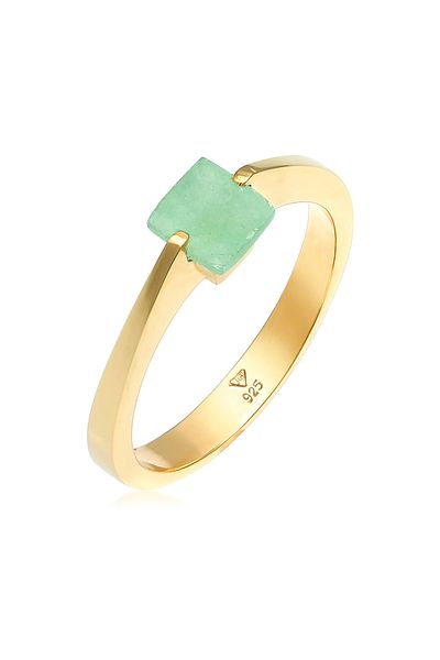 ELLI Ring Premium Ring Ladies Classic Pyramid Elegant With Jade Gemstones In 925 Sterling Silver Gol