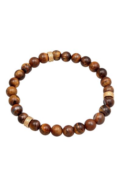 KUZZOI Vintage-Armband für Herren – Tigerauge-Perlen aus 925er Sterlingsilber