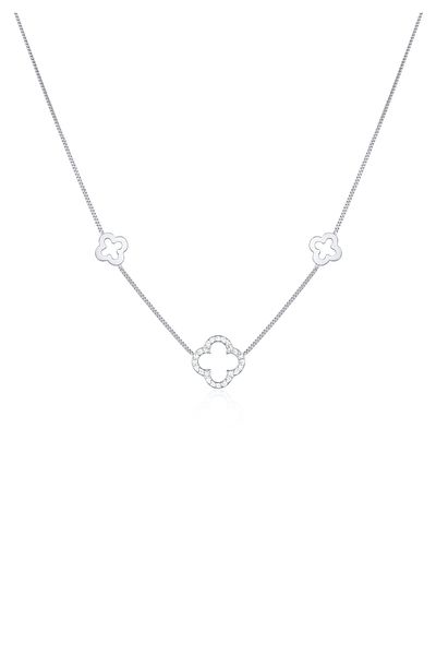 ELLI Colier Doamna Trifoi Simbol Noroc Cu Zirconiu In Argint Sterling 925