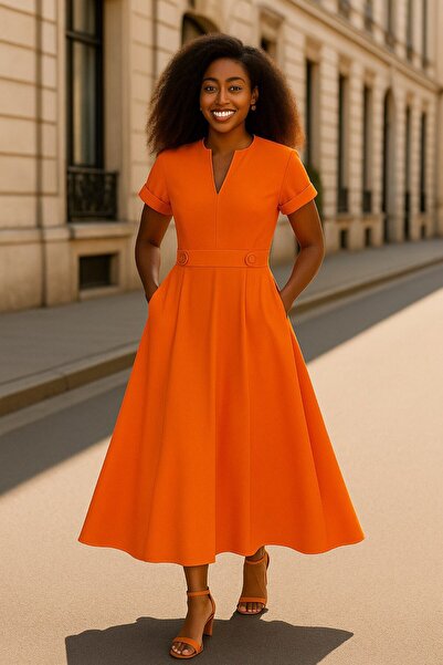 LAST POİNT PARTS Rochie lungă cu mânecă scurtă pentru femei