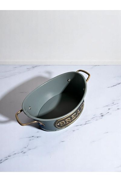 GUNES ZUCCACIYE Galvanized Oval Bread Basket Blue Color