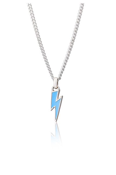 KUZZOI Halskette Herren Blitz-Anhänger Basic mit Emaille in 925 Sterling Silber