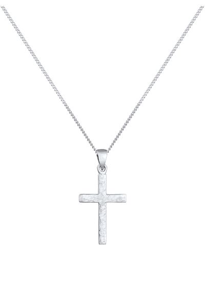 ELLI Colier Pandantiv Cruce pentru Dama Structurat In Argint Sterling 925