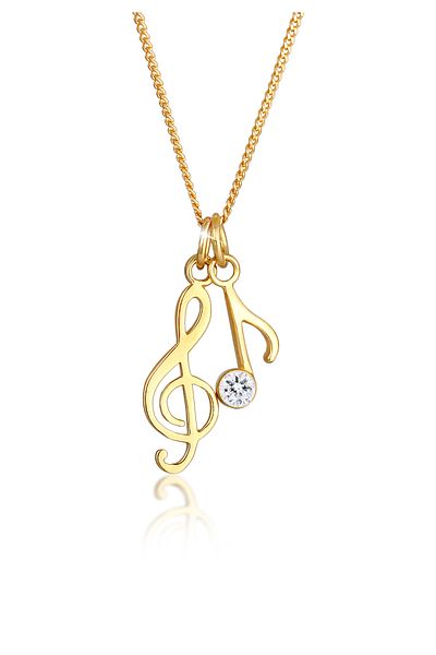 ELLI Necklace Woman Clef Pendant Music Symbol Filigree With Crystals In 925 Sterling Silver