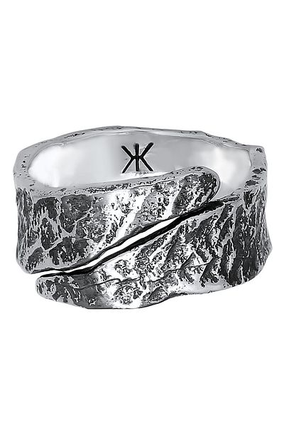 KUZZOI Ring Herren Bandring Struktur Used Look Oxidiert aus 925 Sterling Silber