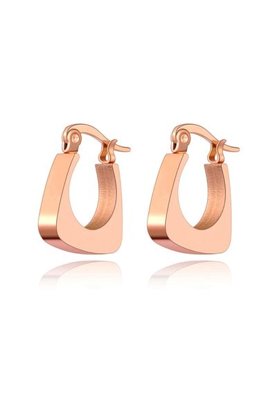 REDz Accessories Simple Earrings with Geometric Pattern, Stainless-Steel, Rose-Gold