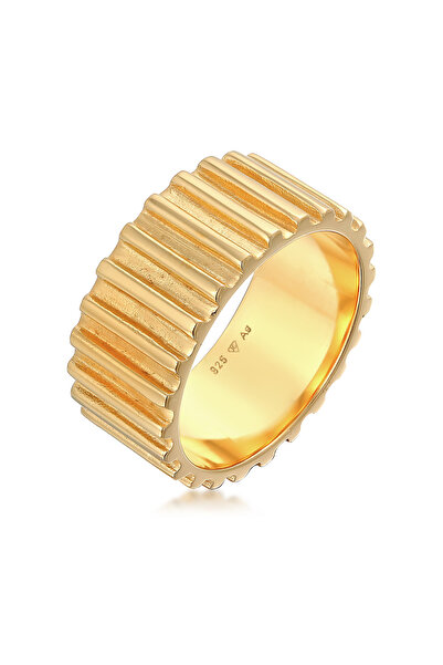 ELLI Ring PREMIUM Ring Damen Band Rillen Trend in 925 Sterling Silber rhodiniert