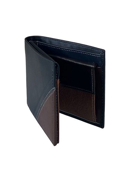 REDz Accessories Men's Wallet, Genuine Leather, Bi-color, Black/Brown