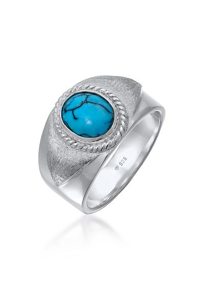 KUZZOI Ring Herren Siegelring Oval mit Howlith Edelstein in 925 Sterling Silber