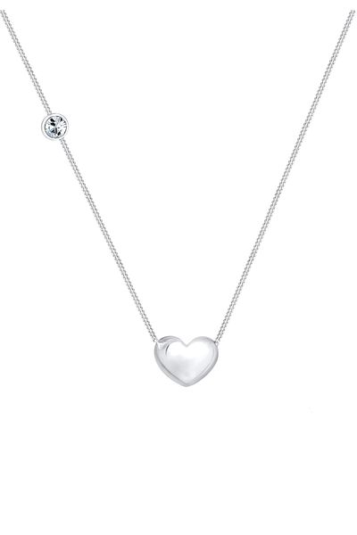 ELLI Halskette Damen Herz Anhänger Solitär Love mit Kristallen in 925 Sterling Silber