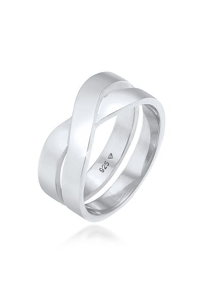 KUZZOI Ring Herren Bandring Gekreuzt Robust Massiv Aus 925 Sterling Silber