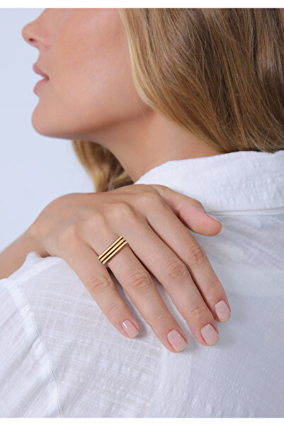 ELLI Prsten PREMIUM Dámský pečeťový prsten s obdélníkovými drážkami ze sterlingového stříbra 925 s rhodiem