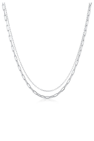 ELLI Halskette Damen Layer Links Oval Basic Blogger Trend Filigran in 925 Ste...