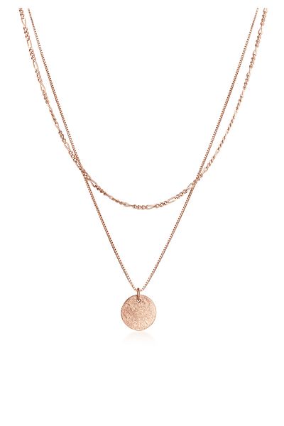 ELLI Halskette Damen Layer Plate Anhänger Boho in 925 Sterling Silber