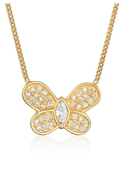 ELLI Halskette Damen Schmetterling Anhänger Sparkling Trend mit Zirkonia in 925 Sterling Silber
