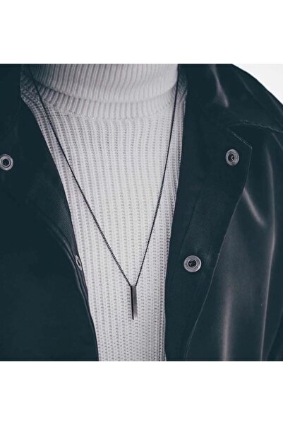 REDz Accessories Ανδρική αλυσίδα, ορθογώνιο μενταγιόν, μαύρο