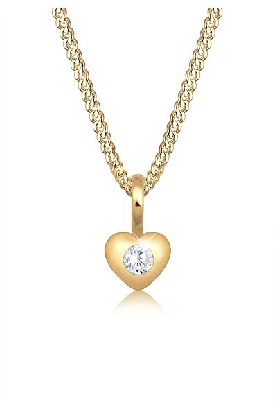 ELLI Necklace Kinder Herz Geburt Taufe Zirkonia 585 Gelbgold