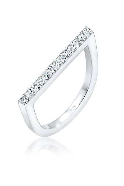 ELLI Ring Damen Stapelbar Mit Kristallen Geo In 925 Sterling Silber