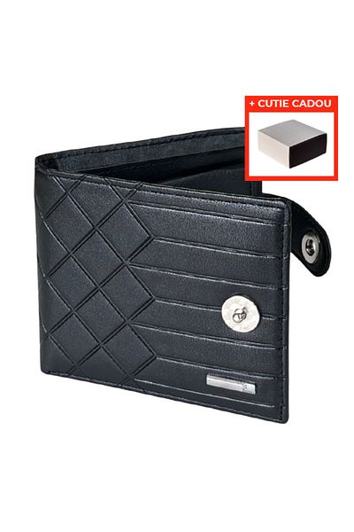 REDz Accessories Men's Wallet, Leather Look, Magnetic Clasp, Black