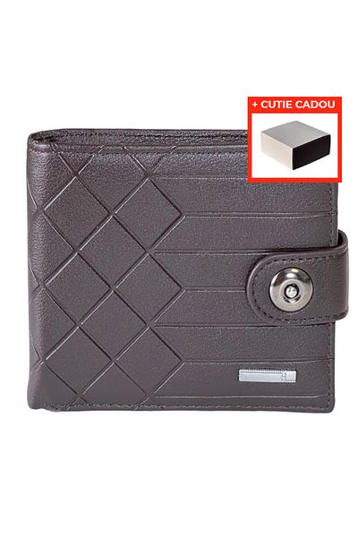 REDz Accessories Men's Wallet, Leather Look, Magnetic Clasp, Dark Brown