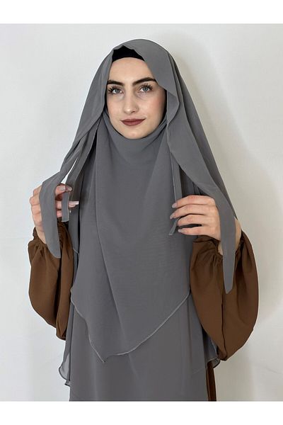 R&S modibone Hijab Chiffon Soufflé, Ready-Made Veil, Khımar, Hijab, Gray