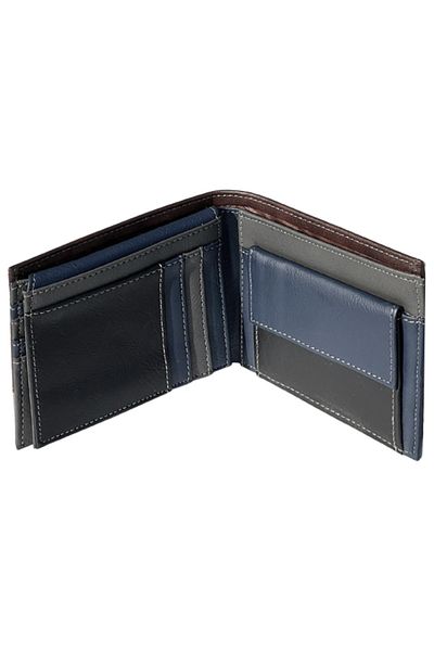 REDz Accessories Men's Wallet, Leather Look, Minimalist Design, Bi-color, Brown/Grey