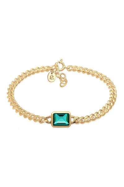 ELLI Bracelet Panzerkette Quarz Edelstein Grün 925er Silber