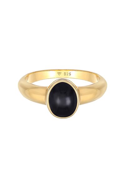 KUZZOI Ring Herren Oval Basic mit Onyx aus 925 Sterling Silber