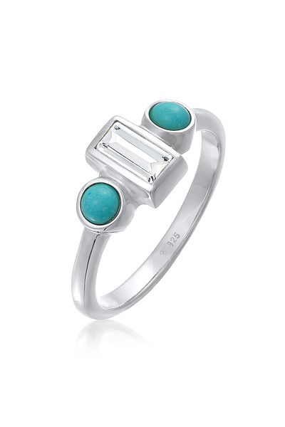 ELLI Ring Premium Ring Damen Verlobung Vintage Funkelnd Mit Topas Und Howlith In 925 Sterling Silber