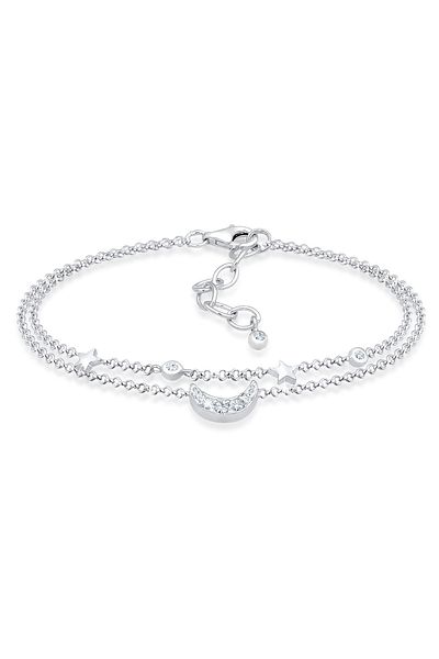 ELLI Bracelet Ladies crescent moon stars galaxy with crystals in 925 sterling silver