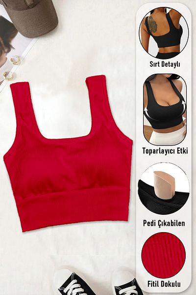 SHİBA Дамски спортен сутиен Cotton Crop - презрамки и подплата, половин потник