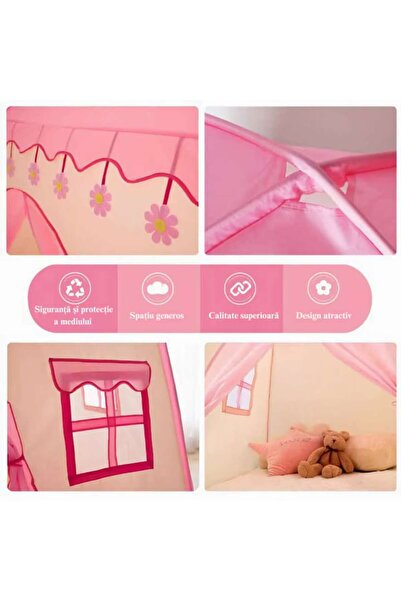 varioshop Children's Play Tent ®, Modern Design, Pink Textile Material, Foldable And Durable