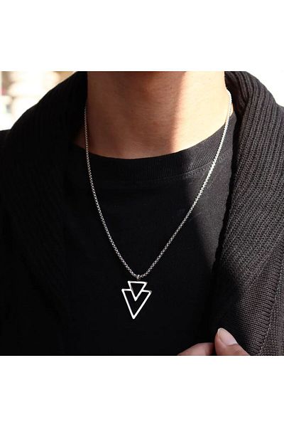 REDz Accessories Tri-link Chain, Fashion, Men, 55cm, Stainless-steel, Silver