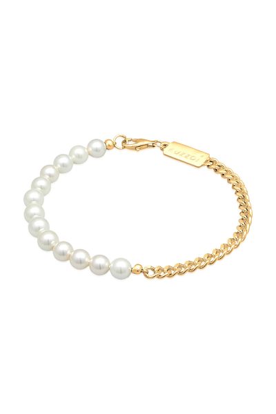 KUZZOI Armband Herren Trend Massiv mit Muschelkernperlen in 925 Sterling Silber