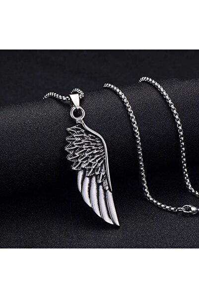 REDz Accessories Αλυσίδα φτερών, μοντέρνα φτερό, ανοξείδωτο ατσάλι, ασημί