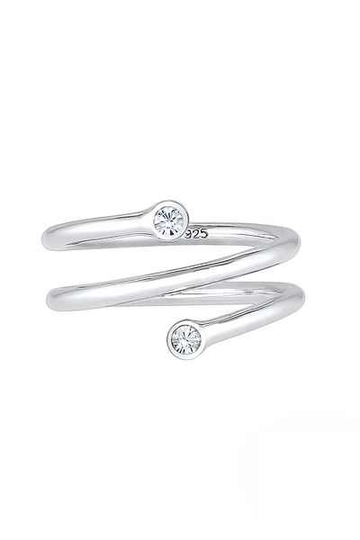 ELLI Inel Twisted Geo Crystals 925 Sterling Silver