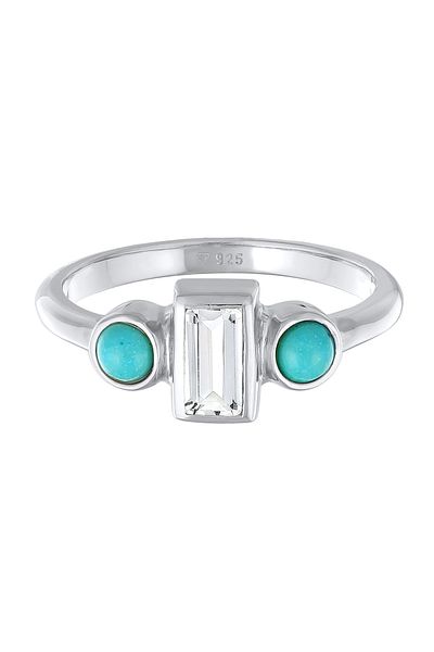 ELLI Ring Premium Ring Damen Verlobung Vintage Funkelnd Mit Topas Und Howlith In 925 Sterling Silber