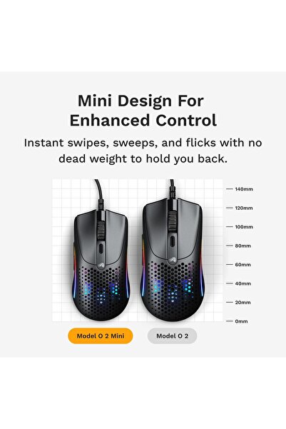 Glorious O2 Mini Wired Gaming Mouse — Superlight 49g, 26K Optical Sensor, 6 Programmable Buttons (