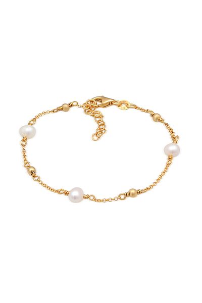 ELLI Klassisches Ballarmband für Damen aus 925er-Sterlingsilber mit Süßwasser-Zuchtperlen