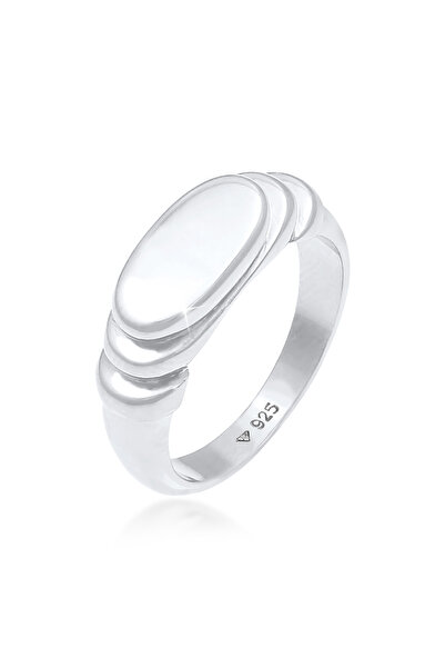 ELLI Ring Damen Siegelring Poliert Oval Abgestuft in 925 Sterling Silber