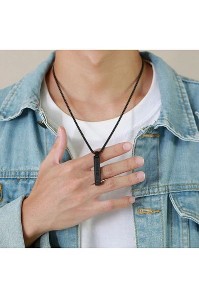 REDz Accessories Lanț cu cifre romane, bărbați, la modă, oțel inoxidabil, negru