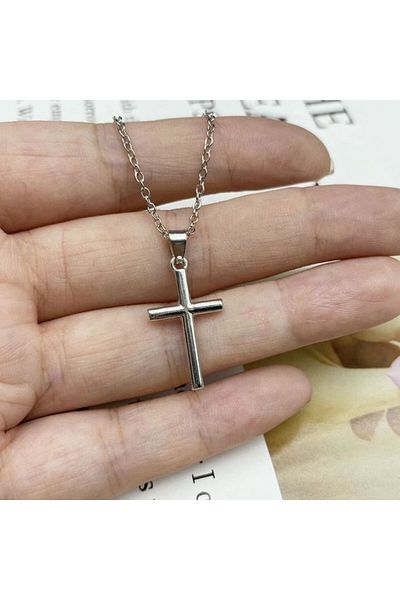 REDz Accessories Lanț Cruciulita, Femei, Minimalist, Oțel inoxidabil, Argint