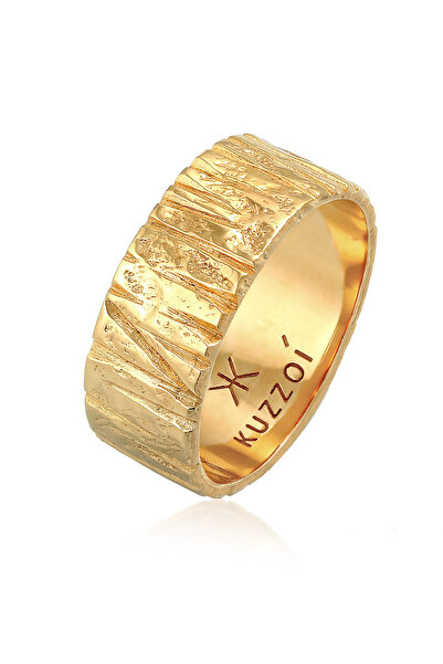 KUZZOI Herrenring mit gehämmertem, organischem Look aus 925er Sterlingsilber
