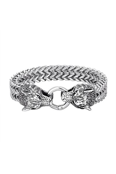 REDz Accessories Wolf Link Bracelet, Men, Stainless-steel, Silver