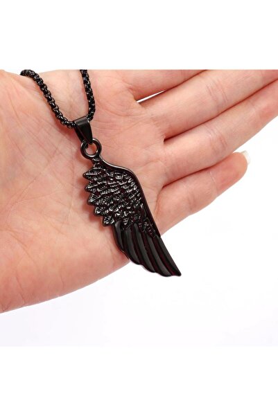 REDz Accessories Αλυσίδα φτερών, μοντέρνα φτερό, ανοξείδωτο ατσάλι, μαύρο
